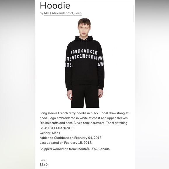 MENS Mcq Alexander Mcqueen Repeat Logo Hoodie M - Picture 1 of 11